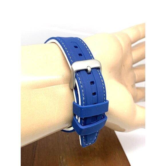 Nautica Men's Watch N145337 Quartz Chronograph White Blue Rubber Band 48mm - Picture 7 of 11